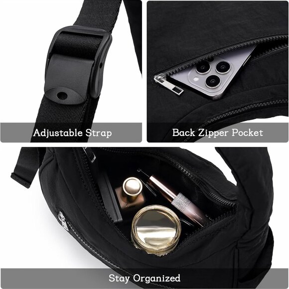 Puffer Shoulder Bag Nylon Small Crossbody with Adjustable Strap for Women - Picture 5 of 7